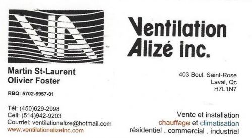 Ventilation Alizé Inc. à Laval